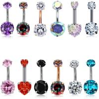 316L Stainless Steel Belly Ring plated Unisex & with rhinestone Sold By Lot