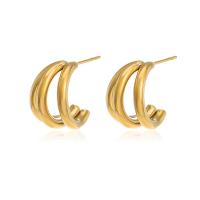 Stainless Steel Stud Earrings, 304 Stainless Steel, Vacuum Ion Plating, fashion jewelry & for woman, golden, 18x11mm, Sold By Pair