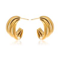 Stainless Steel Stud Earrings, 304 Stainless Steel, Vacuum Ion Plating, fashion jewelry & for woman, golden, 21x10mm, Sold By Pair