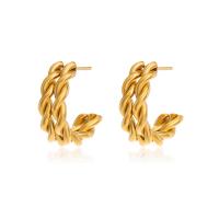 Stainless Steel Stud Earrings, 304 Stainless Steel, Vacuum Ion Plating, fashion jewelry & for woman, golden, 12x6mm, Sold By Pair
