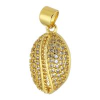 Cubic Zirconia Micro Pave Brass Pendant, gold color plated, fashion jewelry & DIY & micro pave cubic zirconia & for woman, golden, 11x18x5mm, Hole:Approx 3.5mm, 10PCs/Lot, Sold By Lot