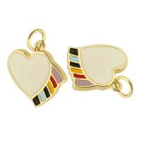Brass Jewelry Pendants, Heart, gold color plated, fashion jewelry & DIY & for woman & enamel, multi-colored, 14x15x2mm, Hole:Approx 3mm, 10PCs/Lot, Sold By Lot