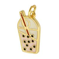 Brass Jewelry Pendants gold color plated fashion jewelry & DIY & for woman & enamel multi-colored Approx 3.5mm Sold By Lot