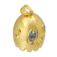 Cubique Pendentif en laiton zircon pavent, Placage de couleur d'or, bijoux de mode & DIY & pavé de micro zircon & pour femme, doré, 16x20x16mm, Trou:Environ 4mm, 10PC/lot, Vendu par lot