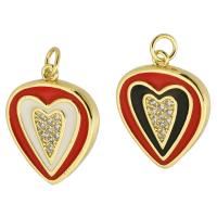 Cubic Zirconia Micro Pave Brass Pendant, Heart, gold color plated, fashion jewelry & DIY & micro pave cubic zirconia & for woman & enamel, more colors for choice, 18x21.50x4mm, Hole:Approx 3mm, 10PCs/Lot, Sold By Lot