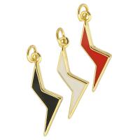 Brass Jewelry Pendants, Lightning Symbol, gold color plated, fashion jewelry & DIY & for woman & enamel, more colors for choice, 9x25x2mm, Hole:Approx 3mm, 10PCs/Lot, Sold By Lot