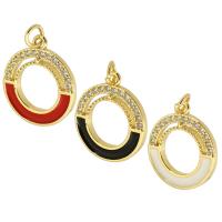 Cubic Zirconia Micro Pave Brass Pendant Round gold color plated fashion jewelry & DIY & micro pave cubic zirconia & for woman & enamel Approx 3mm Sold By Lot