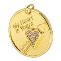 Cubic Zirconia Micro Pave Brass Pendant Round gold color plated fashion jewelry & DIY & micro pave cubic zirconia & for woman golden Approx 3.5mm Sold By Lot