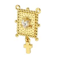 Cubique Pendentif en laiton zircon pavent, Placage de couleur d'or, bijoux de mode & DIY & pavé de micro zircon & pour femme, doré, 19mm, Trou:Environ 1mm, 10PC/lot, Vendu par lot