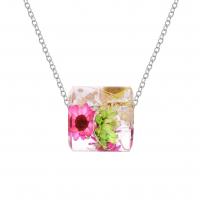 Resin Necklace, with 304 Stainless Steel Chain & Dried Flower, Column, Unisex, mixed colors, 20mm, Length:Approx 45 cm, Sold By PC