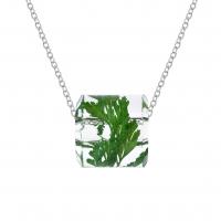 Resin Necklace, with 304 Stainless Steel Chain & Dried Flower, Column, Unisex, green, 20mm, Length:Approx 45 cm, Sold By PC