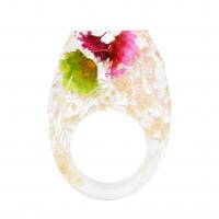 Ring Finger żywicy, żywica, ze Suszonych kwiatów, Naklejka epoksydowa, dla obu płci & różnej wielkości do wyboru, mieszane kolory, sprzedane przez PC