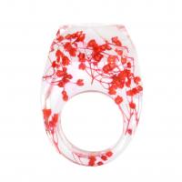Resin Finger Ring, with Dried Flower, epoxy gel, Unisex & different size for choice, red, Sold By PC