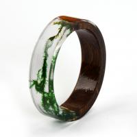Resin Finger Ring with Dried Flower & Wood Donut epoxy gel & Unisex mixed colors Sold By PC