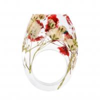 Resin Finger Ring, with Dried Flower, epoxy gel, Unisex & different size for choice, mixed colors, Sold By PC