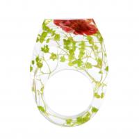 Resin Finger Ring, with Dried Flower, epoxy gel, Unisex & different size for choice, mixed colors, Sold By PC