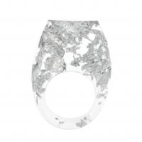 Resin Finger Ring with Silver Foil epoxy gel Unisex silver color Sold By PC