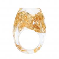 Resina anillo de dedo, con Hoja de oro, engomada de gota, unisexo & diverso tamaño para la opción, dorado, Vendido por UD