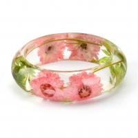 Resin Bangle, with Dried Flower, Donut, epoxy gel, Unisex, mixed colors, 23mm, Inner Diameter:Approx 64mm, Sold By PC