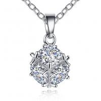 Cubic Zircon Micro Pave Brass Necklace, silver color plated, micro pave cubic zirconia & for woman, silver color, nickel, lead & cadmium free, 12.50x9.20mm, Length:50-60 cm, Sold By PC
