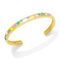 Brass Cuff Bangle, Flower, 18K gold plated, for woman & enamel, more colors for choice, nickel, lead & cadmium free, 64x6mm, Sold By PC