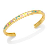Brass Cuff Bangle, Star, 18K gold plated, for woman & enamel, more colors for choice, nickel, lead & cadmium free, 62x6mm, Sold By PC