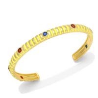 Brass Cuff Bangle, 18K gold plated, micro pave cubic zirconia & for woman & enamel, more colors for choice, nickel, lead & cadmium free, 63x6mm, Sold By PC