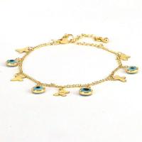 Evil Eye Jewelry Bracelet Brass with 1.97 extender chain 18K gold plated & for woman golden nickel lead & cadmium free Length 6.7 Inch Sold By PC