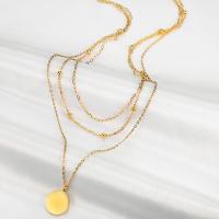 Multi Layer Necklace, 304 Stainless Steel, Round, Vacuum Ion Plating, three layers & for woman, golden, Sold By PC