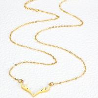 Colar de jóias de aço inoxidável, Aço inoxidável 304, with 1.97 extender chain, Galhadas, para mulher, dourado, 27mm, comprimento 17.72 inchaltura, vendido por PC