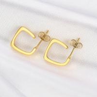 Stainless Steel Stud Earrings, 304 Stainless Steel, Vacuum Ion Plating, for woman, golden, 13x12mm, Sold By Pair