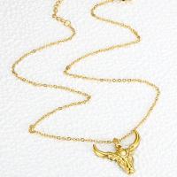 Titanium Steel Necklace, Horn, gold color plated, different size for choice & for woman, golden, 22mm, Length:41-46 cm, Sold By PC