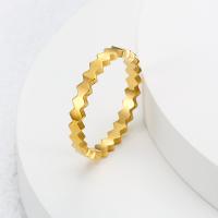 Titanium Steel Finger Ring, Square, gold color plated, different size for choice & for woman, golden, Sold By PC