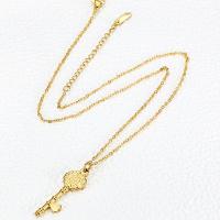 Stainless Steel Jewelry Necklace 304 Stainless Steel Key Vacuum Ion Plating for woman golden 34mm Length 41-46 cm Sold By PC