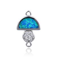 Cubic Zirconia Micro Pave Brass Connector with Opal mushroom plated DIY & micro pave cubic zirconia & 1/1 loop nickel lead & cadmium free Sold By Bag