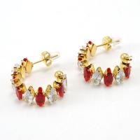 Edelstahl Ohrringe, 304 Edelstahl, 18K vergoldet, Modeschmuck & Micro pave Zirkonia & für Frau, keine, 20x8mm, verkauft von Paar