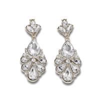 Rhinestone Earring Zinc Alloy Flower plated fashion jewelry & for woman & with rhinestone nickel lead & cadmium free 55mm Sold By Pair