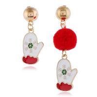 Christmas Earrings Zinc Alloy gold color plated & Christmas Design & fashion jewelry & for woman & enamel nickel lead & cadmium free 41mm Sold By Pair