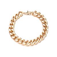 Fer Bracelets, Placage de couleur d'or, bijoux de mode & unisexe, doré, protéger l'environnement, sans nickel, plomb et cadmium, 11mm, Longueur:22 cm, Vendu par PC