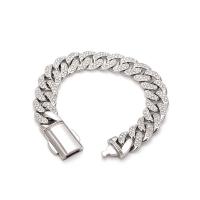 Bracelet d'acier titane, bijoux de mode & longueur différente pour le choix & unisexe & avec strass, couleur originale, Vendu par PC