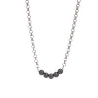 Collier d'acier titane, avec Hématite, Rond, bijoux de mode & unisexe, couleur originale, Longueur:45 cm, Vendu par PC