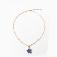 Titanstahl Halskette, mit Verlängerungskettchen von 5cm, Blume, Modeschmuck & für Frau & Emaille, goldfarben, Länge:45 cm, verkauft von PC