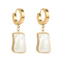 Resin Earring Titanium Steel with Resin Pearl real gold plated fashion jewelry & for woman Sold By Pair