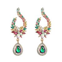 Rhinestone Earring Zinc Alloy with Glass Rhinestone Geometrical Pattern plated for woman & with rhinestone Sold By Pair