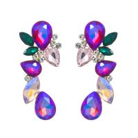 Rhinestone Earring Zinc Alloy Geometrical Pattern plated for woman & with rhinestone Sold By Pair
