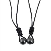 Mode Halskette, Hämatit, mit Terylen Schnur, rund, 2 Stück & unisex, schwarz, Länge:ca. 15.7-31.5 ZollInch, verkauft von setzen
