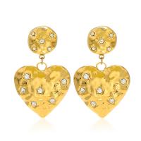 Stainless Steel Drop Earring, 304 Stainless Steel, Vacuum Ion Plating, fashion jewelry & different styles for choice & for woman & with rhinestone, golden, Sold By Pair
