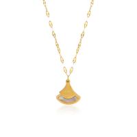 Stainless Steel Jewelry Necklace 304 Stainless Steel with Shell with 1.97inch extender chain Vacuum Ion Plating fashion jewelry & for woman golden 15mm Length Approx 15.75 Inch Sold By PC