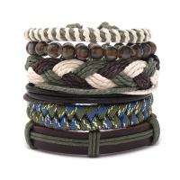 PU Leather Bracelet Set with Polyamide & Cowhide & Wax Cord & Copper Coated Plastic 6 pieces & fashion jewelry & Unisex Length Approx 17-18 cm Sold By Set