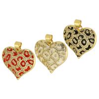 Cubic Zirconia Micro Pave Brass Pendant Heart gold color plated fashion jewelry & DIY & micro pave cubic zirconia & for woman & enamel Approx 3.5mm Sold By Lot